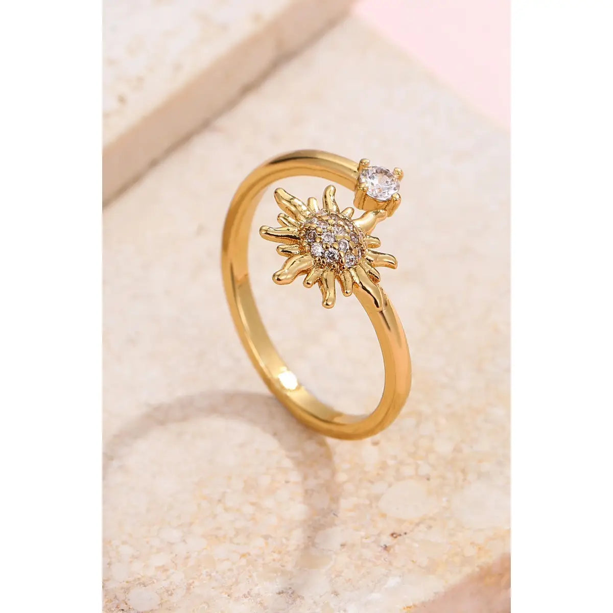 18K Stainless Steel Tarnish Free Flower Ring