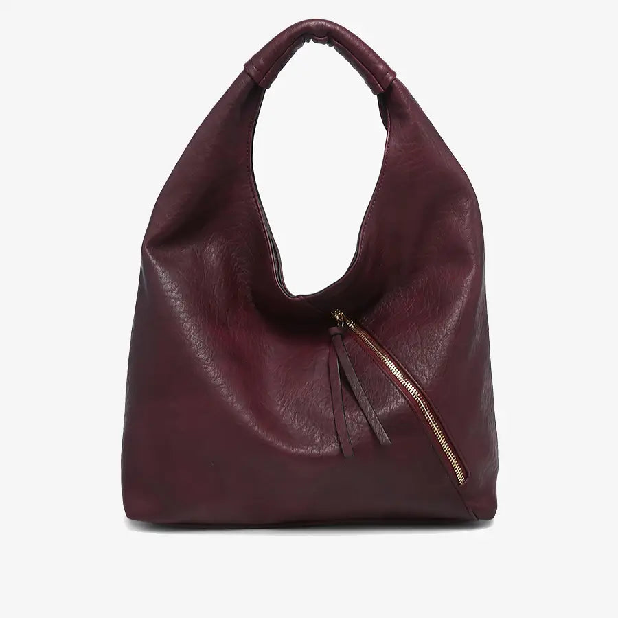 Kat Distressed Hobo Bag-Wine