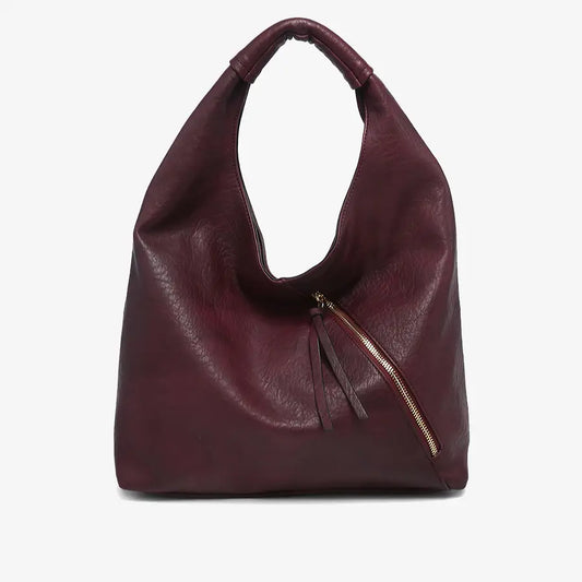 Kat Distressed Hobo Bag-Wine