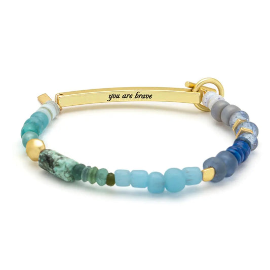Hidden Message Bracelet - Brave/African Turquoise/Gold