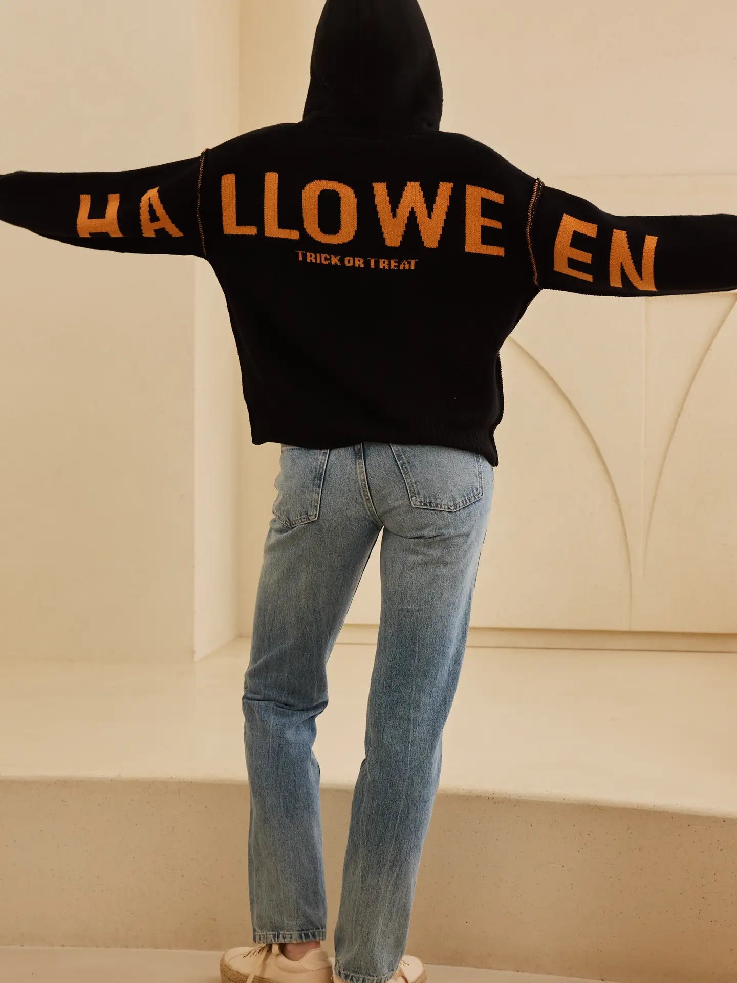 Hooded Halloween Sweater with Jaco O Embroidery