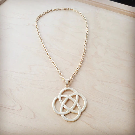 Matte Gold Eternity Pendant On Chain Necklace