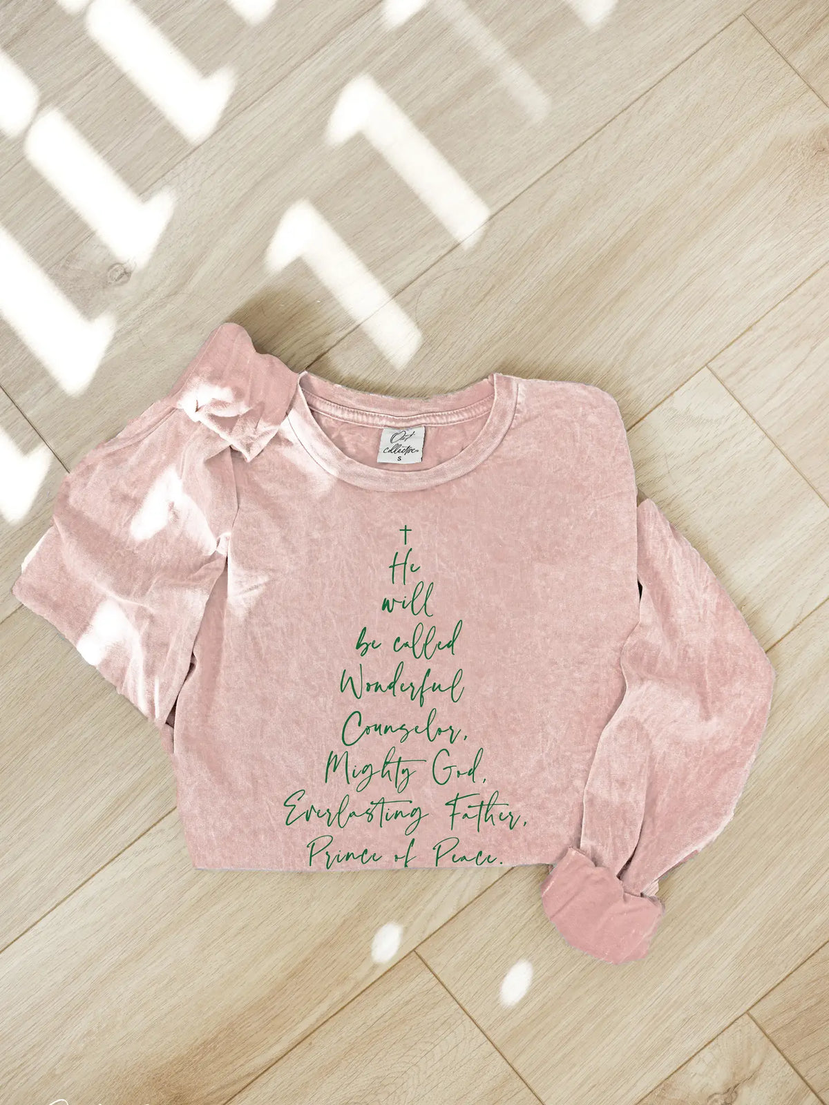 He Will Be Called Mineral Washed Long Sleeve-Soft Pink