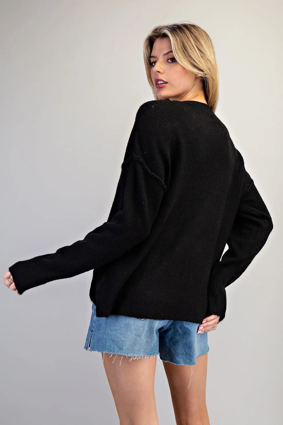 Christmas Ornament Long Sleeve Sweater-Black Glow