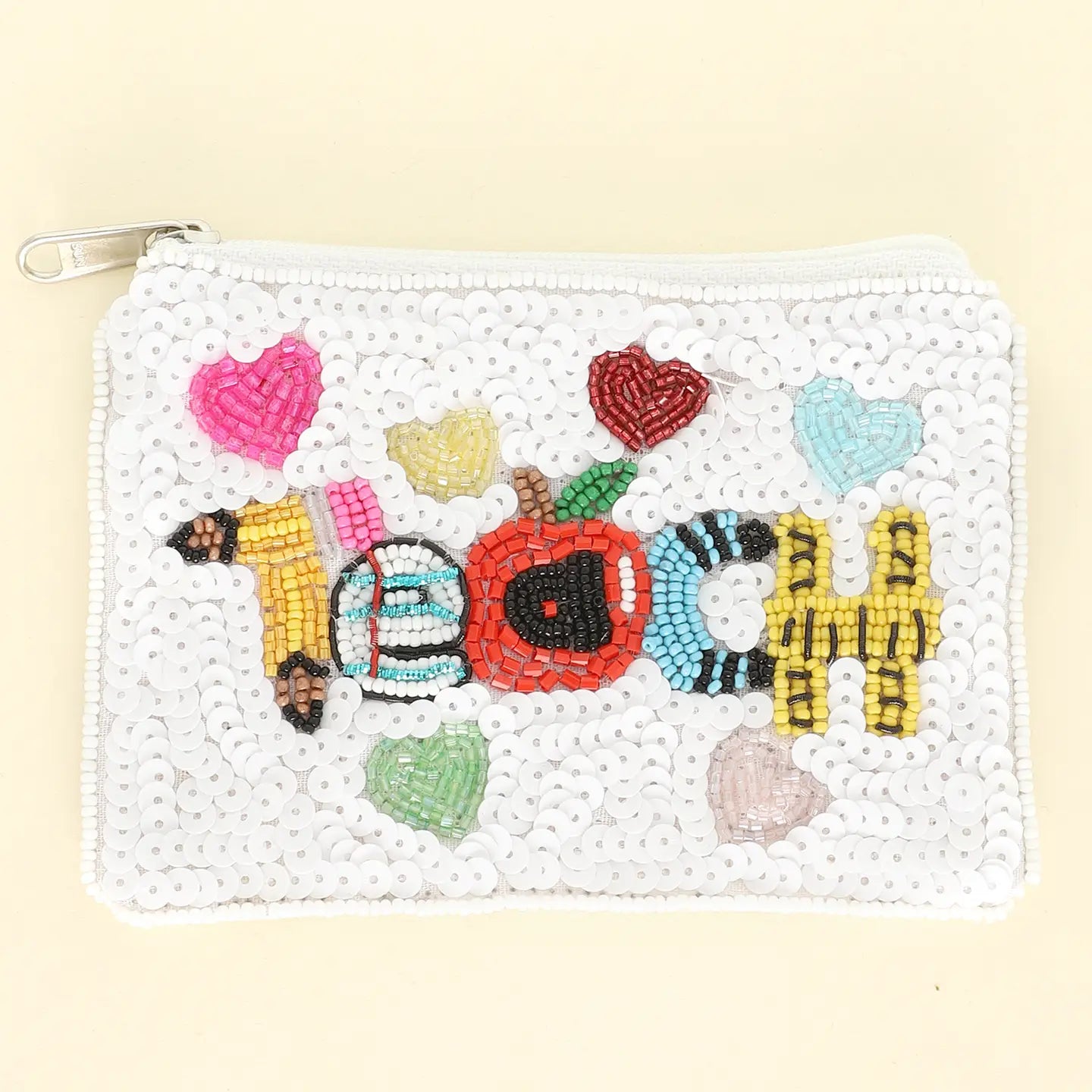 Teach Sequin Beaded Embroidered Coin Bag