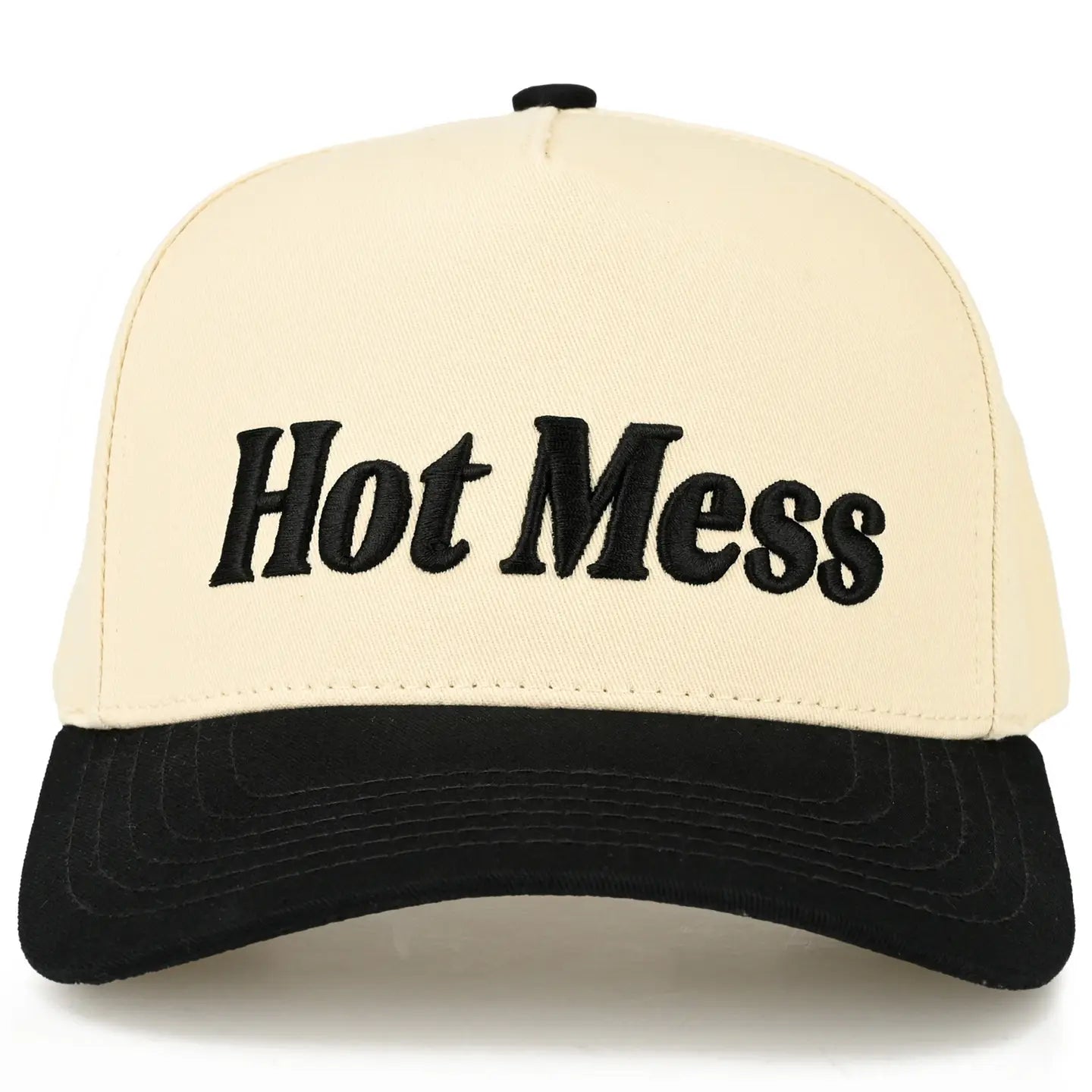 C.C Hot Mess Letter Embroidered On Two Tone Trucker Hat