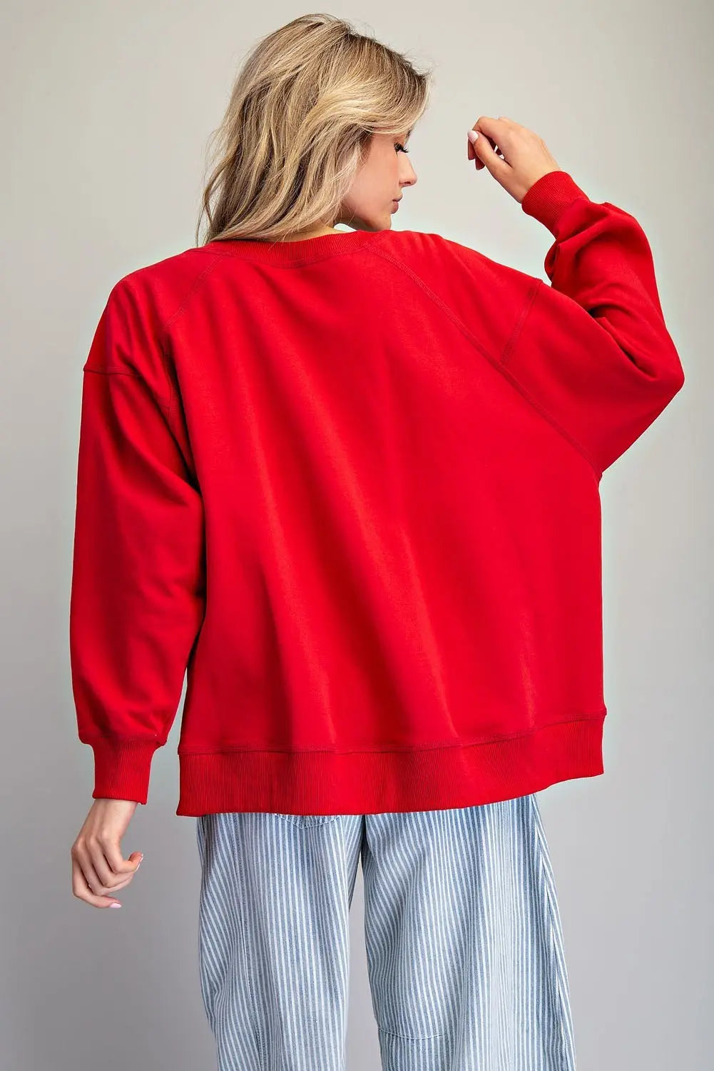 Christmas Graphic High-Low Sweatshirt-Red