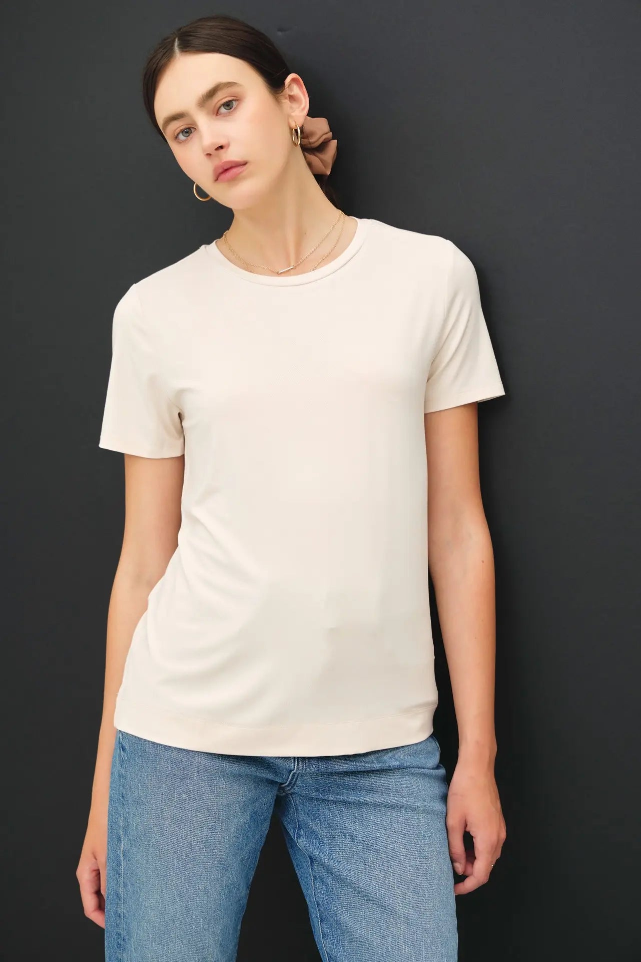 BAMBOO LUXE ROUND NECK SHORT SLEEVE T-SHIRT-Natural