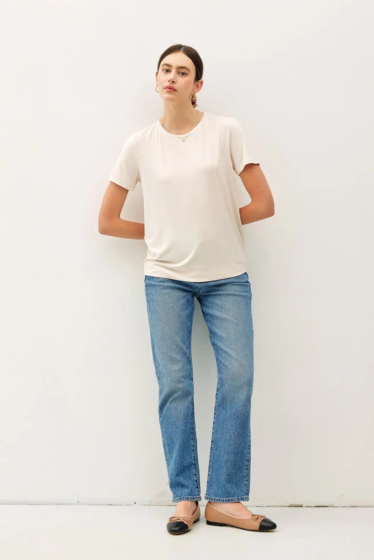 BAMBOO LUXE ROUND NECK SHORT SLEEVE T-SHIRT-Natural