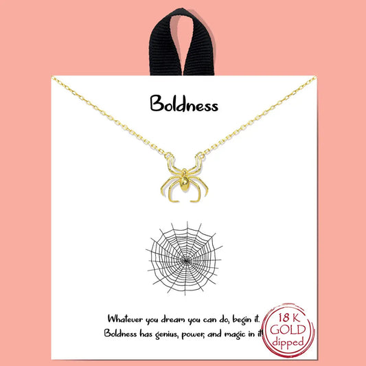 Gold-Dipped Spider Pendant Necklace