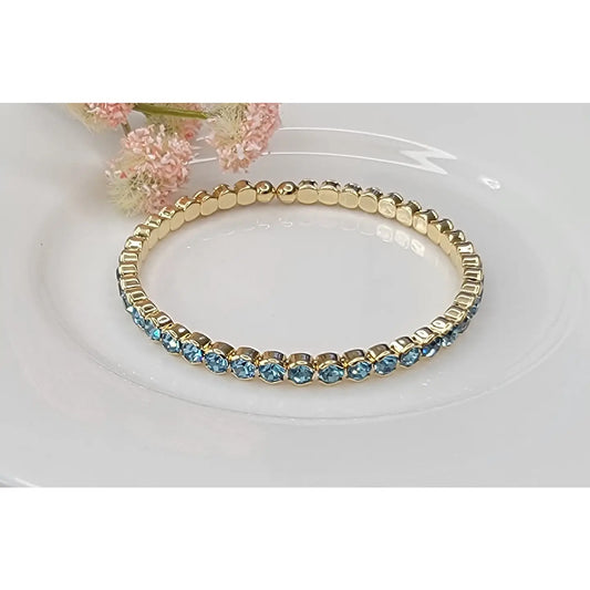 Stackable Gold Metal Bracelet-Aqua