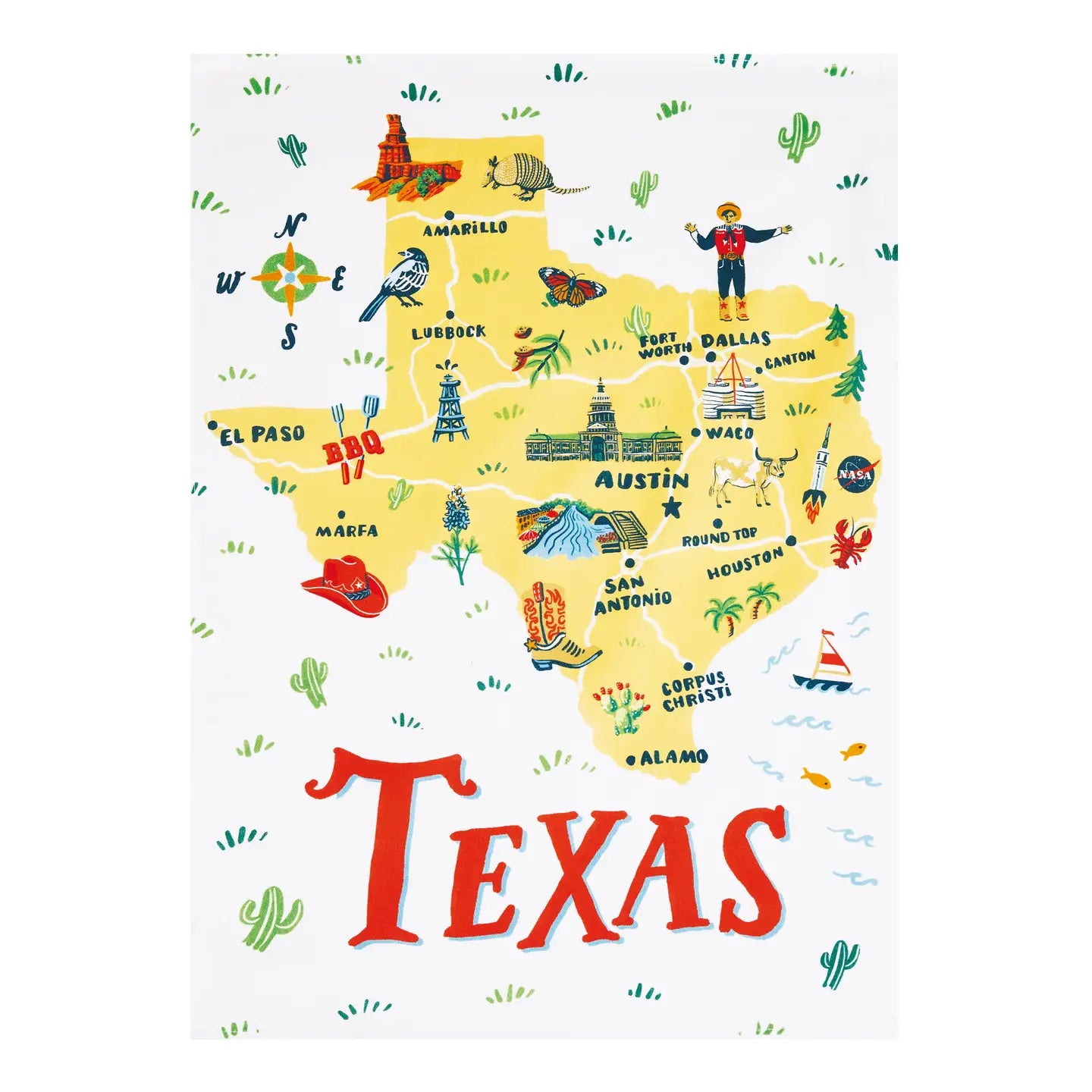 Texas Printed Kitchen Towel - Angela Staehling