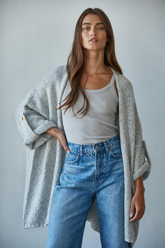 Robin Open Front Cardigan-Light Heather Gray
