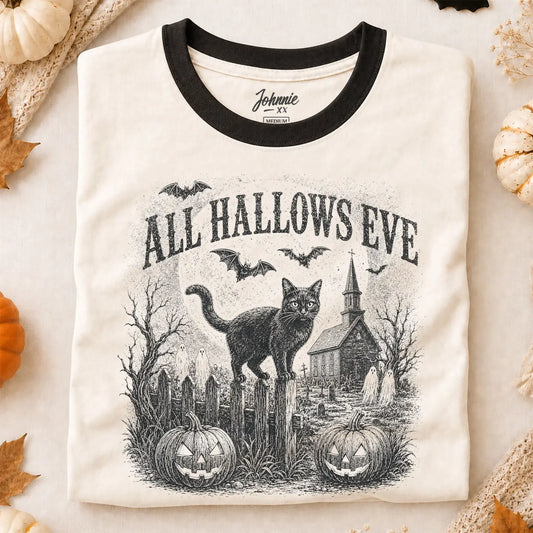All Hallows Eve Halloween Graphic Ringer Tee