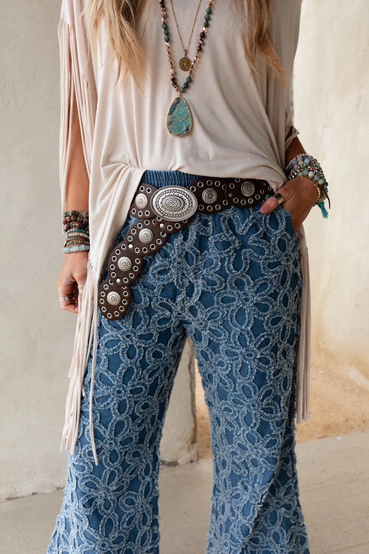 Onyx Oval Western Belt - Brown-OS