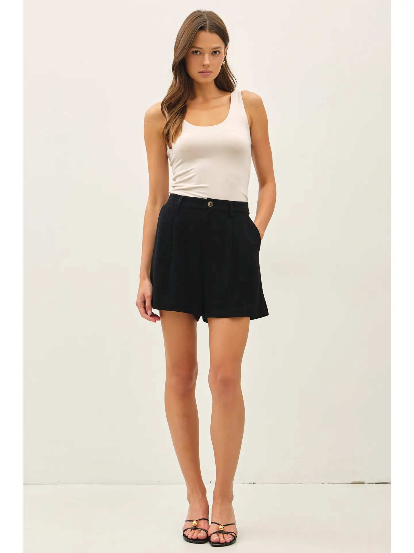 Basic Scoop Neck Tank-Ecru