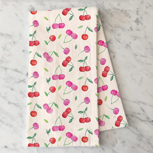 Cherry Tea Towel - Summer Cherries Fruit Kitchen Decor