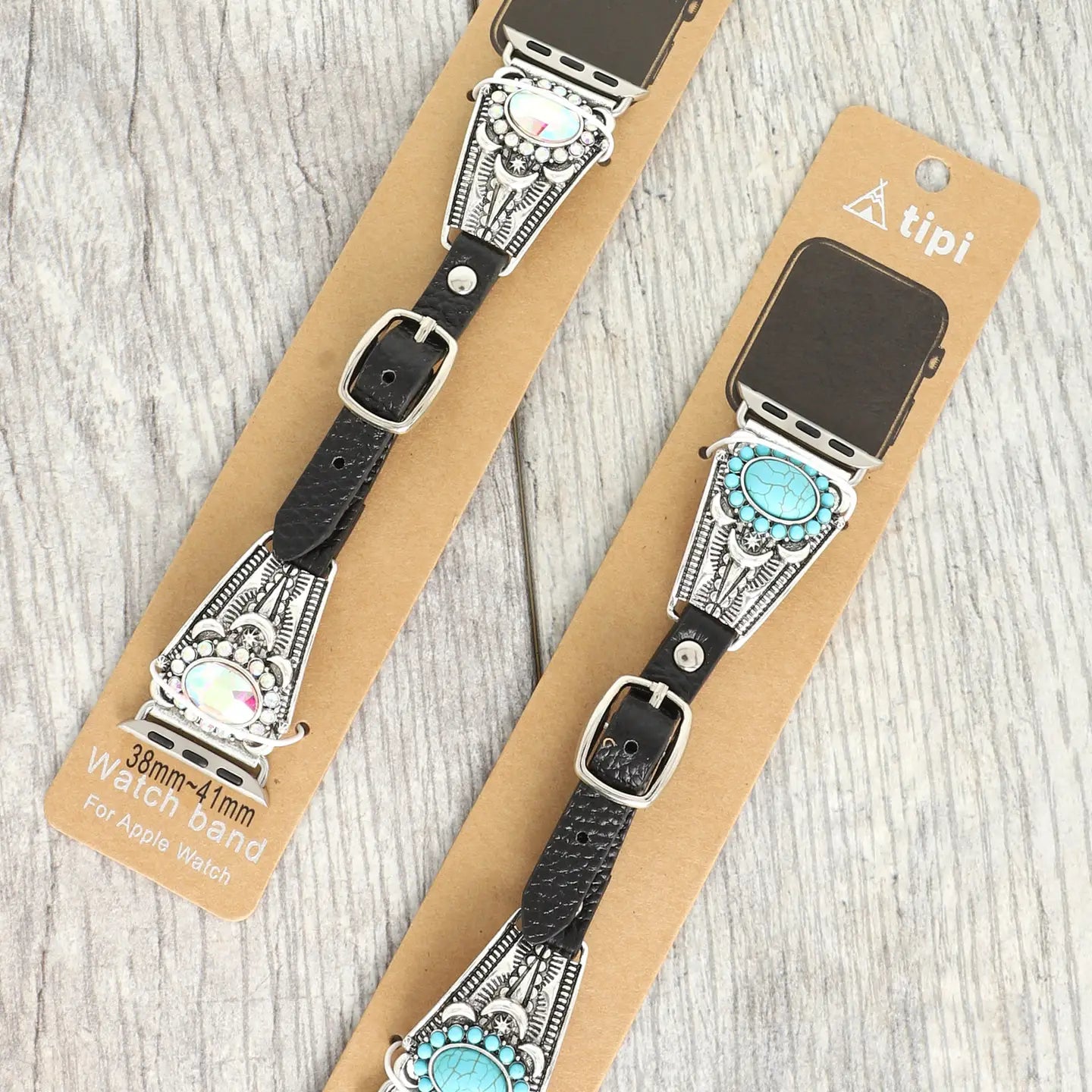 Western Floral Jeweled Concho Apple Watch Band-Iridescent