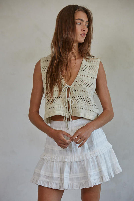 Kassie Crochet Vest-Natural