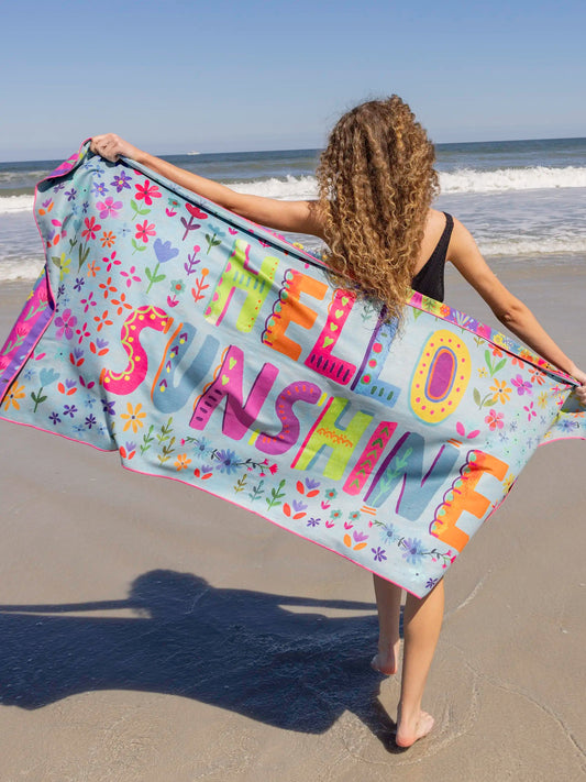 Double-Sided Microfiber Beach Towel - Hello Sunshine