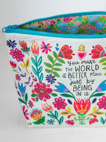 Reversible Zip Pouch LG You Make The World
