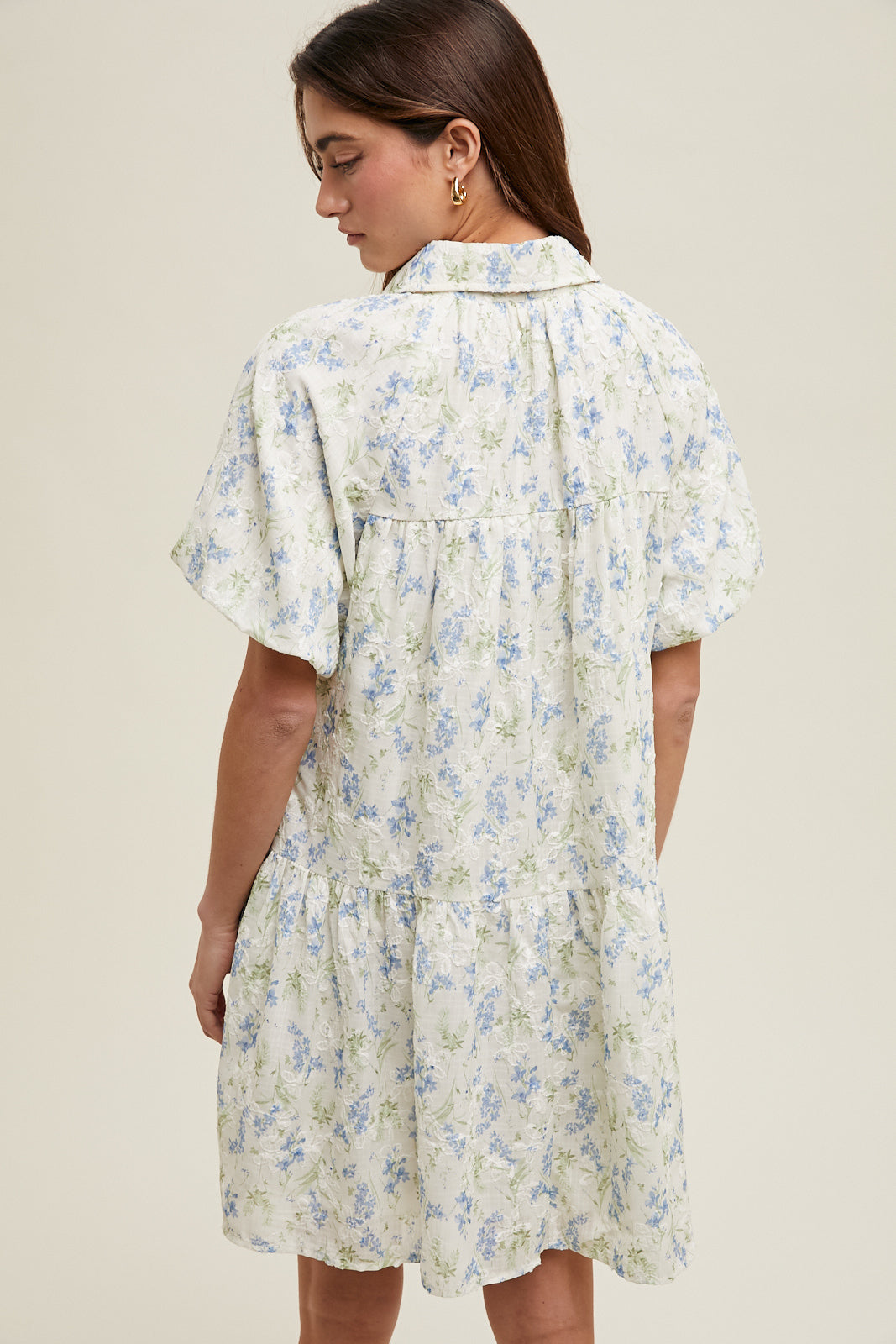 Chantel FLORAL EMBROIDERED BUTTON-UP MINI DRESS