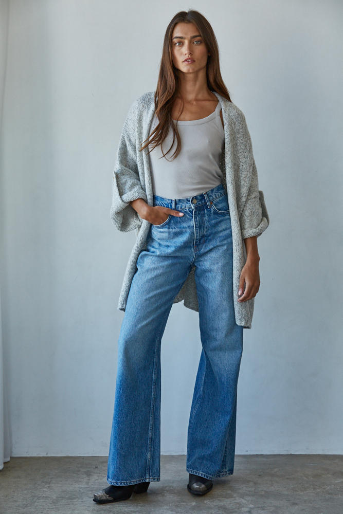 Robin Open Front Cardigan-Light Heather Gray