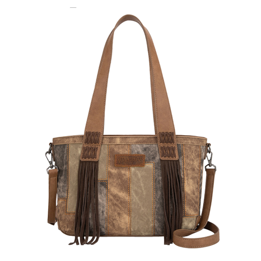 Wrangler Patchwork Denim Handbag-Black or Brown