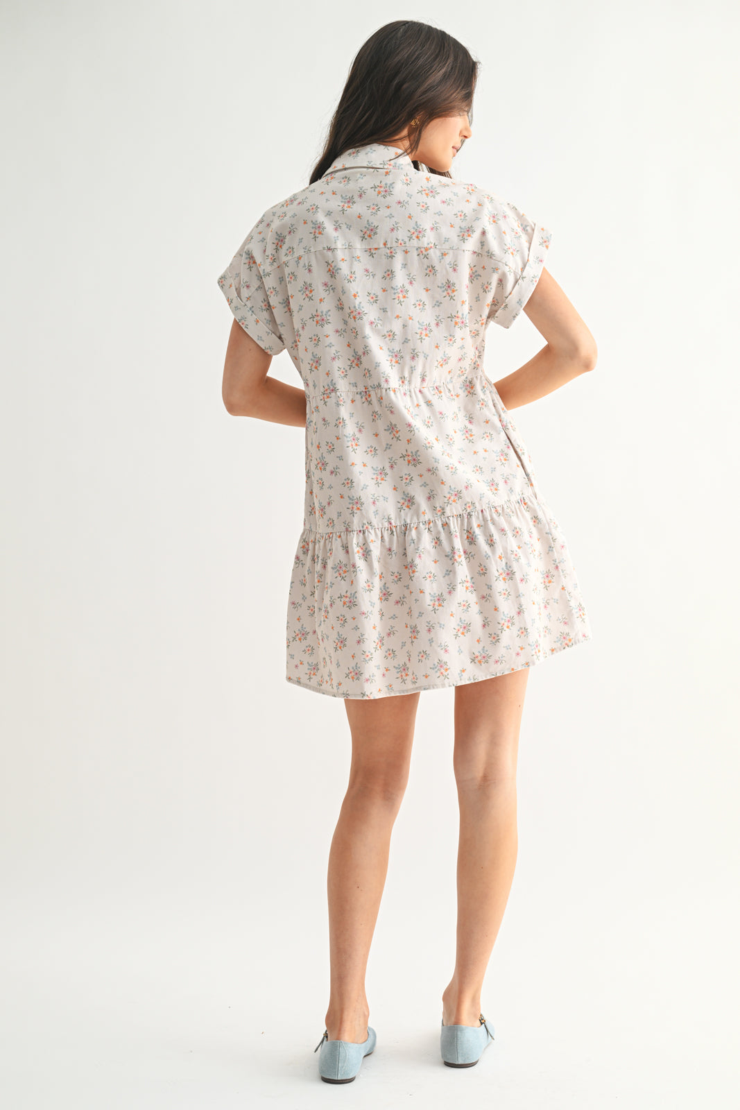 Flora Corduroy Floral Dress-Cream