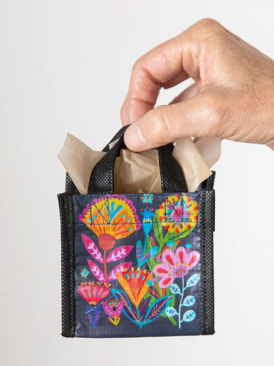 Mini Happy Bag- Navy Folk Flower