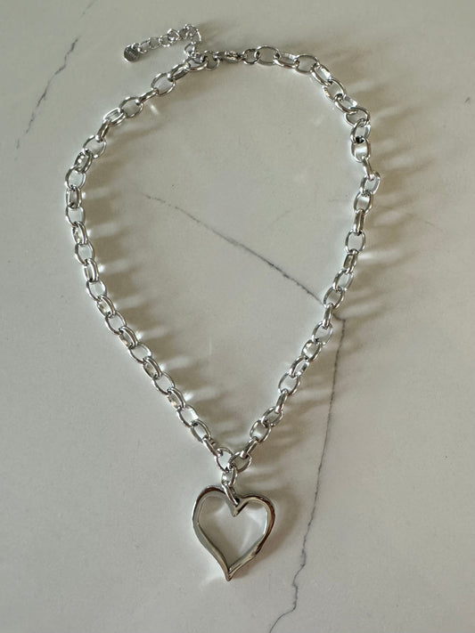 Sliver Open Heart Necklace
