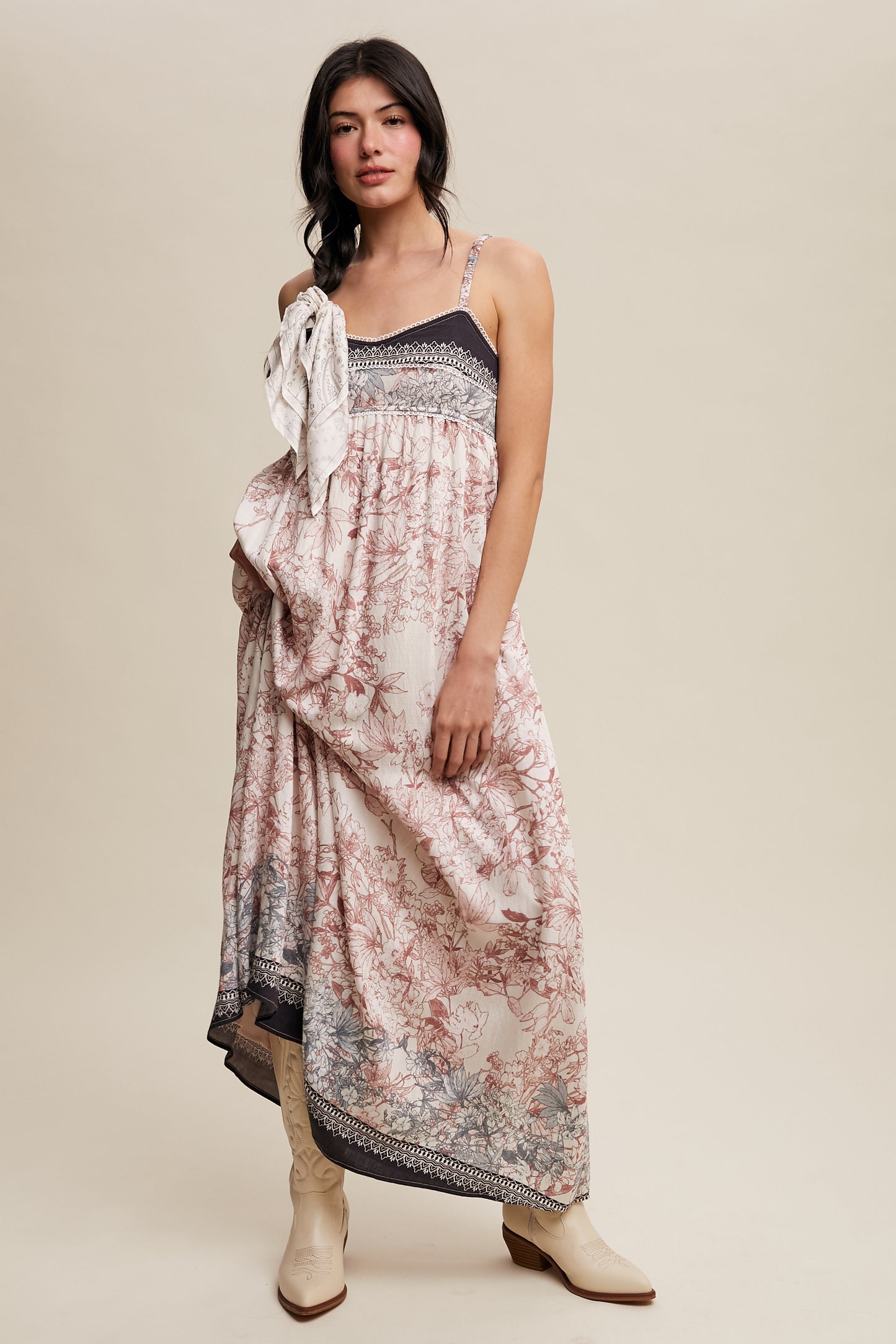 Ethereal Floral Maxi Dress-Charcoal