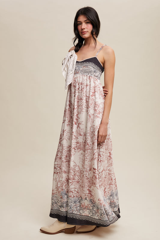 Ethereal Floral Maxi Dress-Charcoal