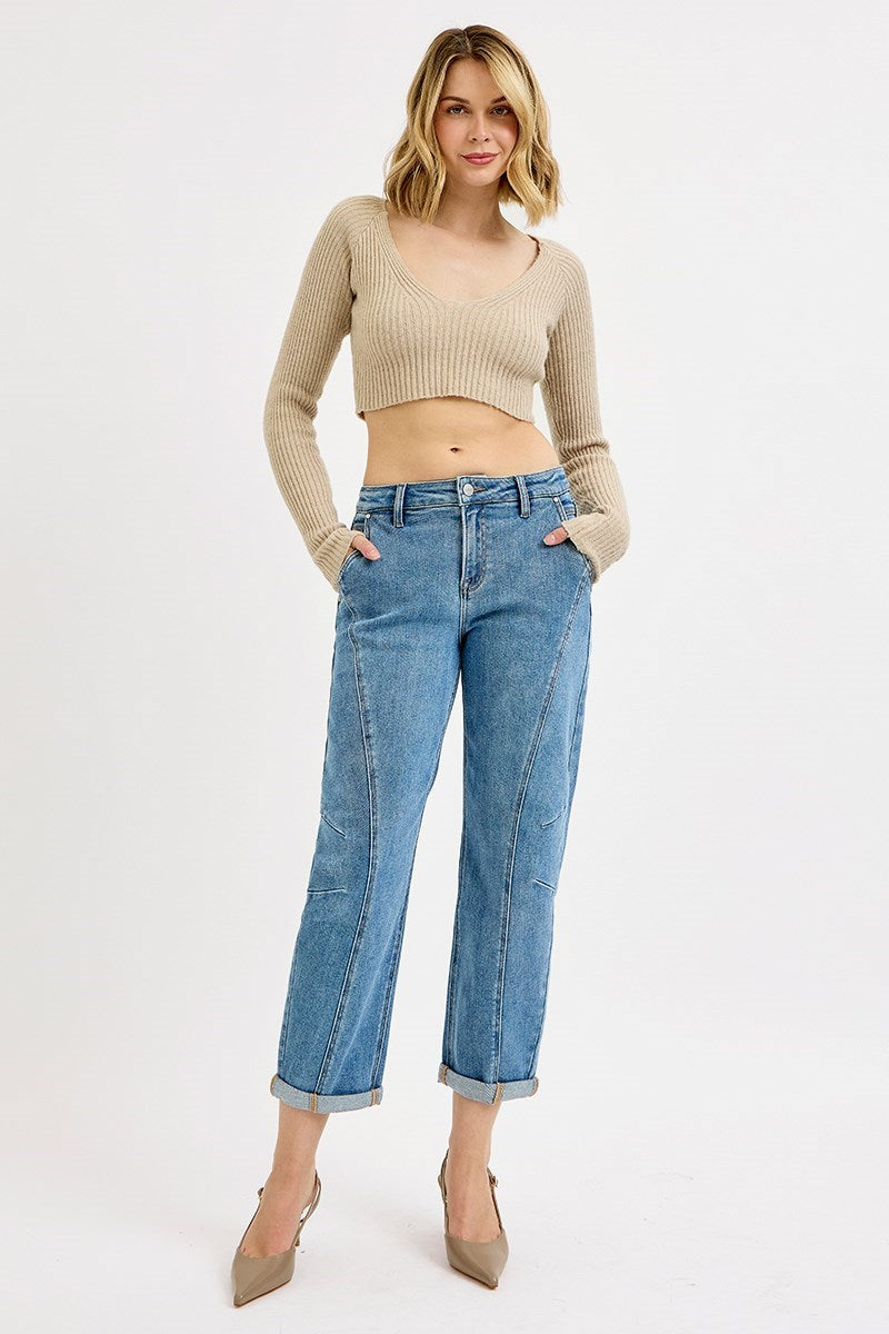 Charie  SLOUCHY CROP BARREL JEANS-Medium
