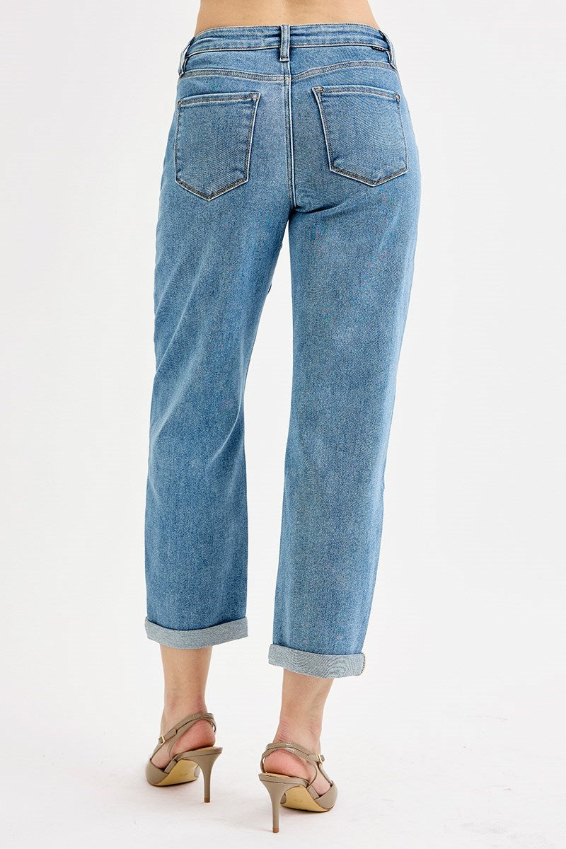 Charie  SLOUCHY CROP BARREL JEANS-Medium