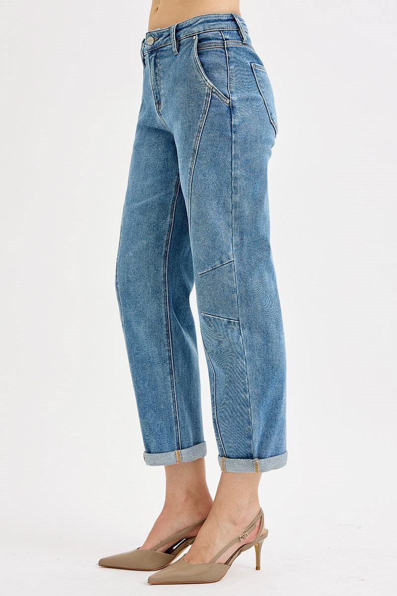 Charie  SLOUCHY CROP BARREL JEANS-Medium