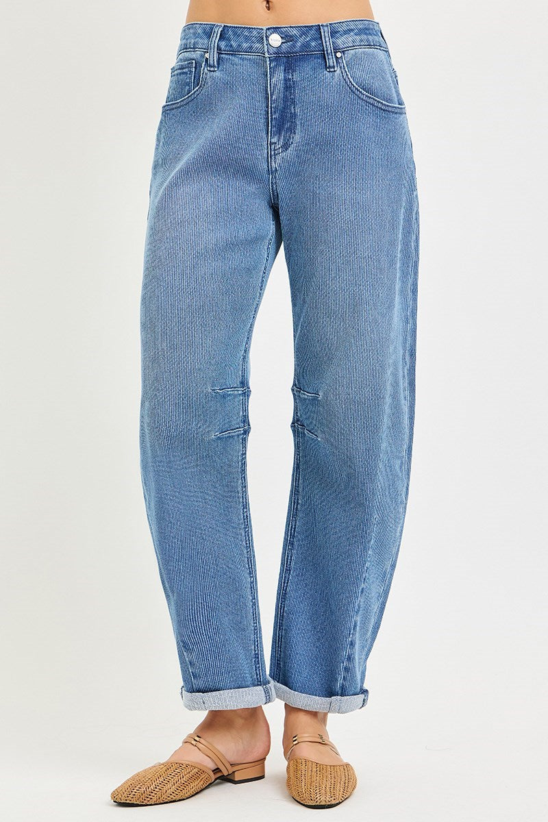 Kendra SLOUCHY CROP BARREL TEXTURED JEANS