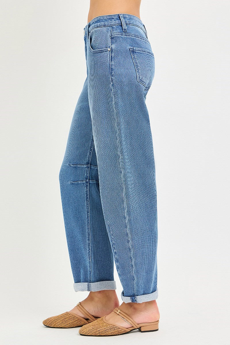 Kendra SLOUCHY CROP BARREL TEXTURED JEANS