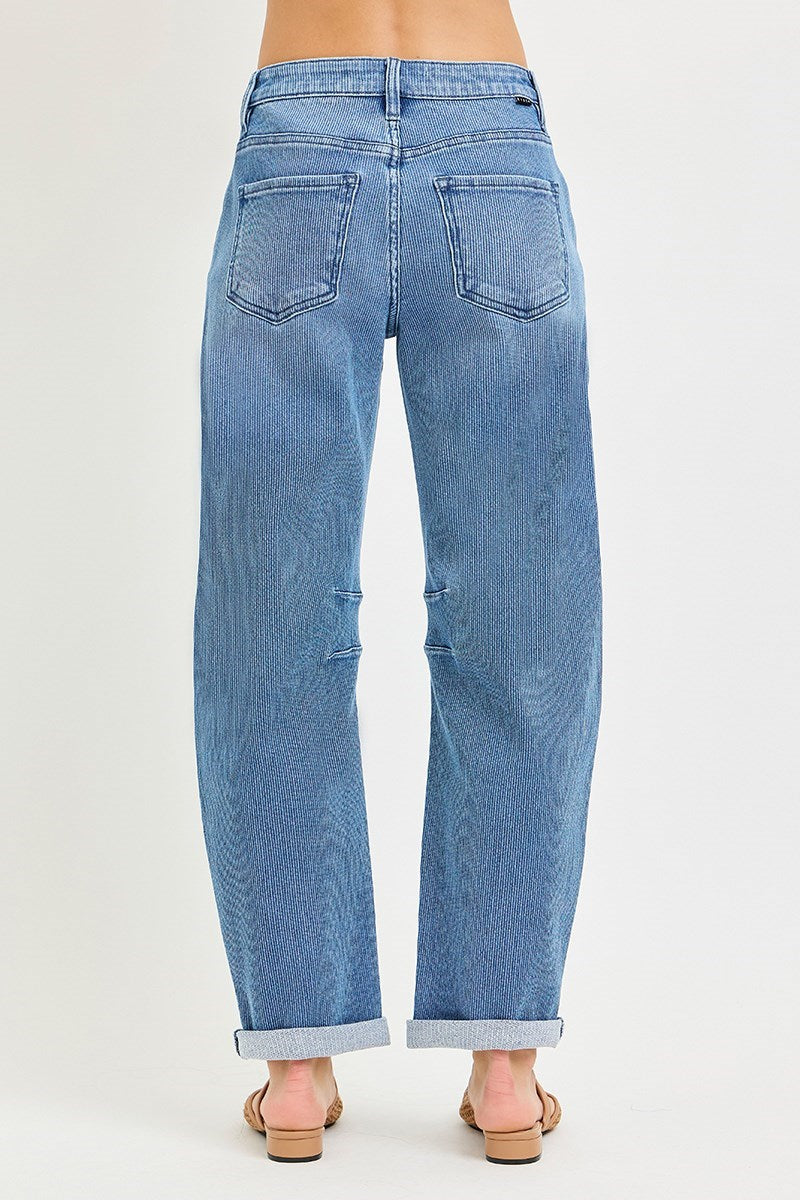 Kendra SLOUCHY CROP BARREL TEXTURED JEANS