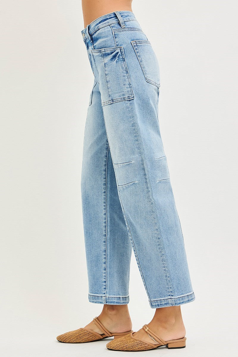 Venn SLOUCHY ANKLE BOYFRIEND JEANS WITH PATCH POCKETS-Light