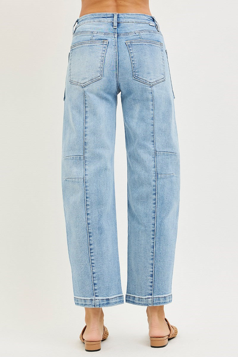 Venn SLOUCHY ANKLE BOYFRIEND JEANS WITH PATCH POCKETS-Light