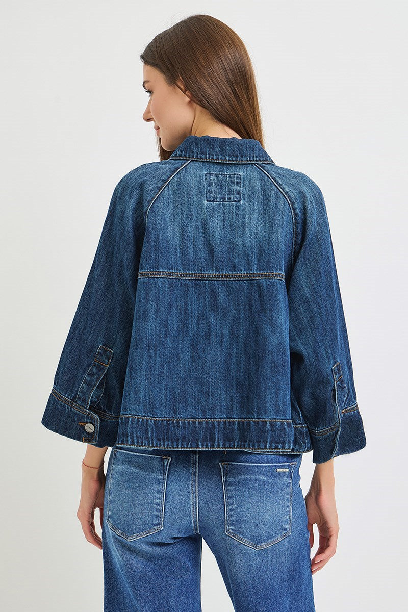 CROPPED CAPE JACKET-Dark