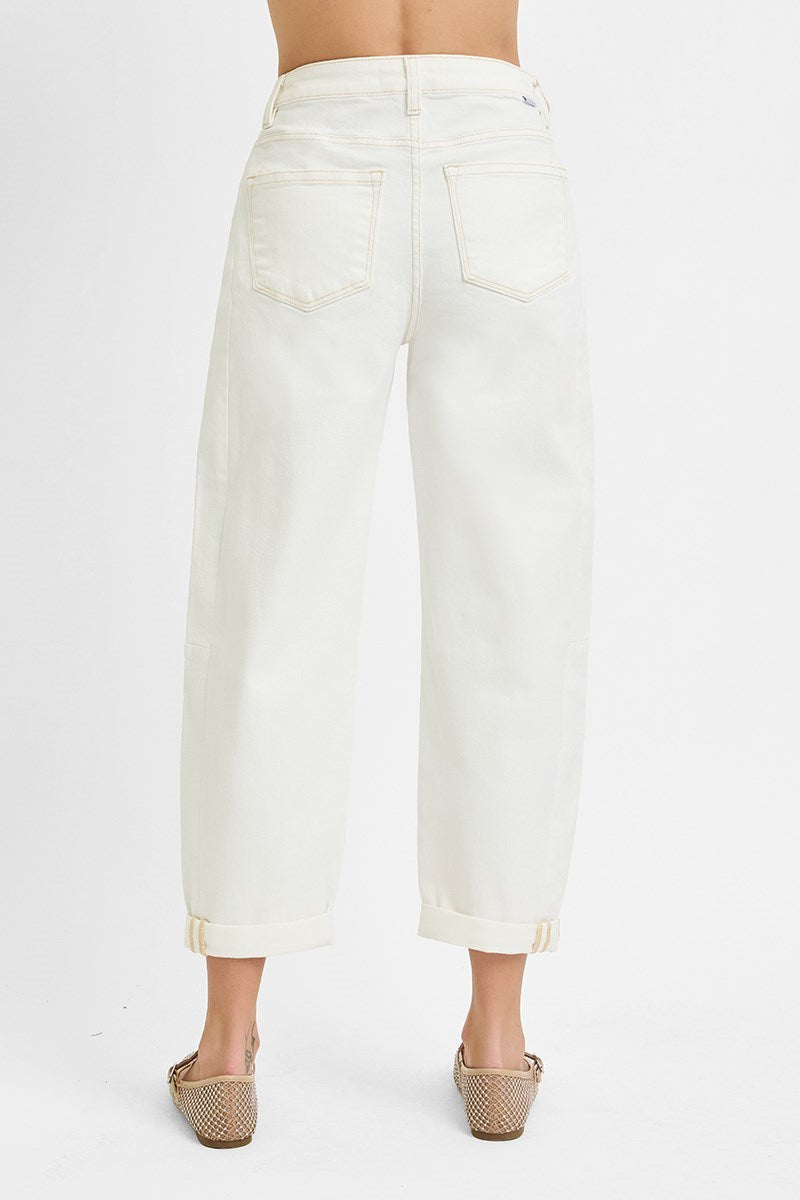 Lincoln HIGH RISE BARREL JEANS-Cream