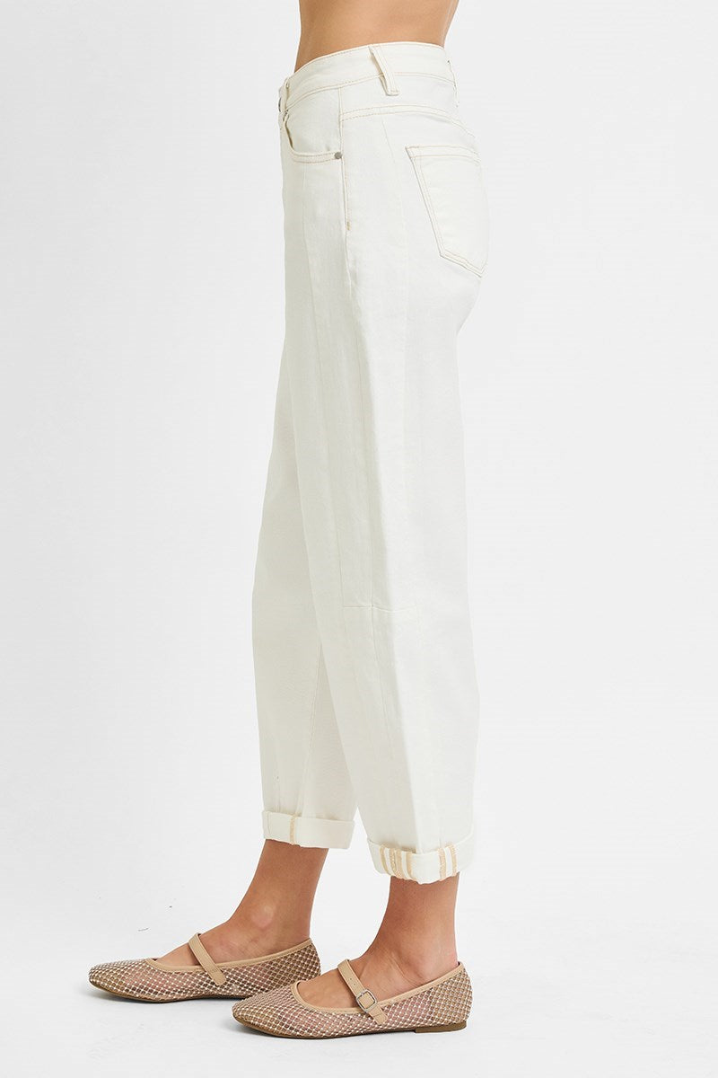Lincoln HIGH RISE BARREL JEANS-Cream