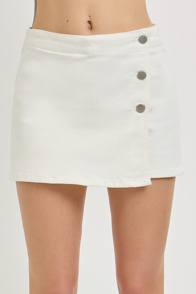 HIGH RISE BUTTON DOWN SKORTS-White