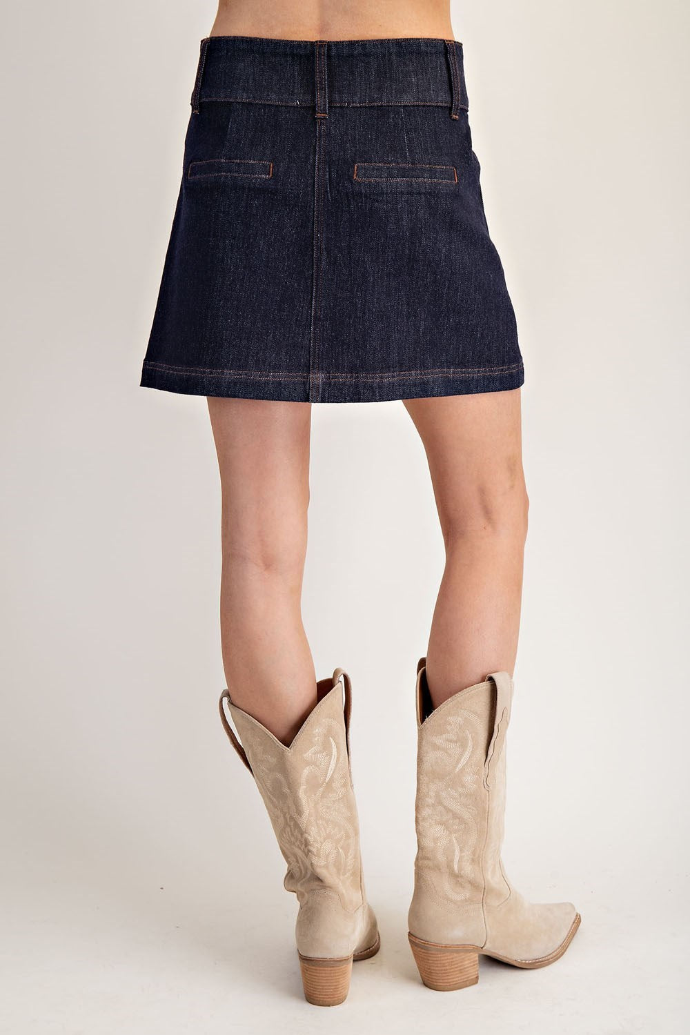 Lolli Soft Washed Button Down Mini Denim Skirt