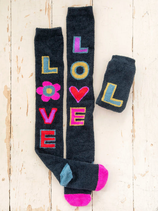 Over The Knee Cozy Socks Navy  Love