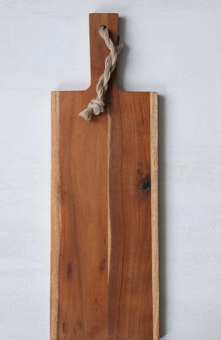 Wood Board with Braided Handle Tie-Large