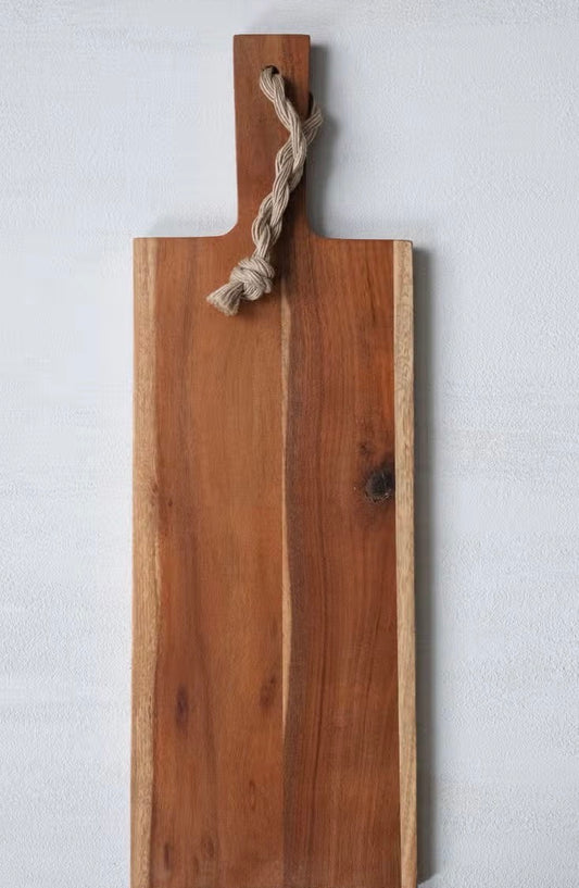 Wood Board with Braided Handle Tie-Large