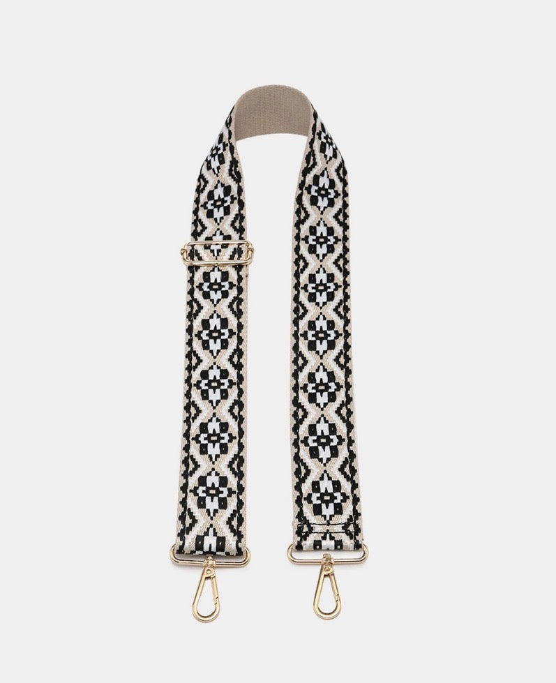 Tribal Guitar Strap-Black & White